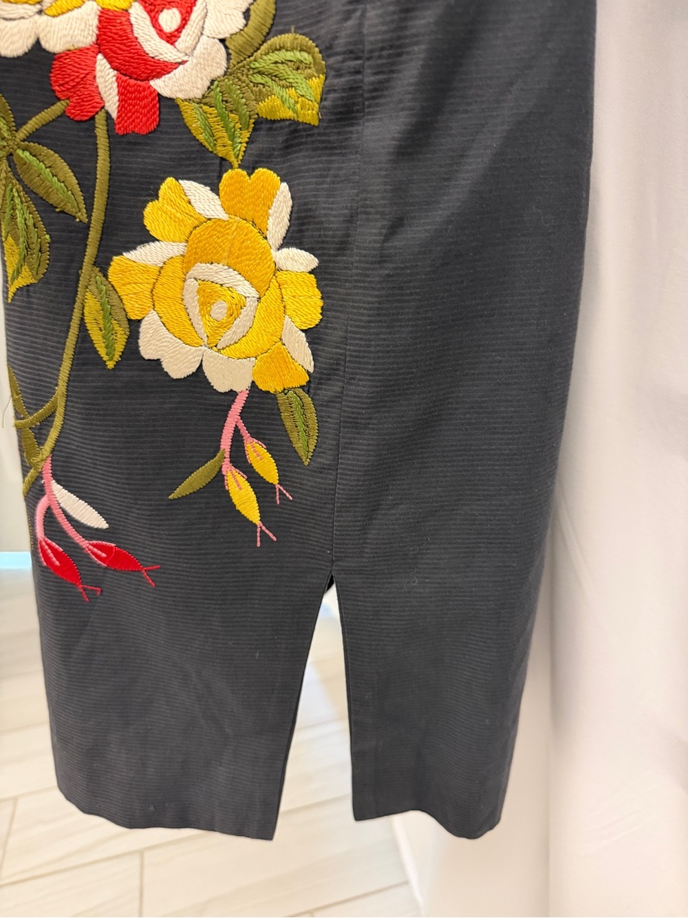 Moulinette Soeurs by Anthropologie Black Floral Rose Embroidery Sheath Dress 8 - Picture 4 of 11